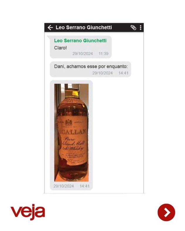 NewsLiberdade's tweet photo. 🚨URGENTE - Mensagens revelam presente de R$ 500 mil de Daniel Vorcaro para Lula, diz VEJA

Estratégia para fazer negócios com ajuda do Planalto incluiu dar ao presidente uma garrafa do uísque Macallan 1945, do ano de nascimento do petista https://t.co/gNhH15WW0i