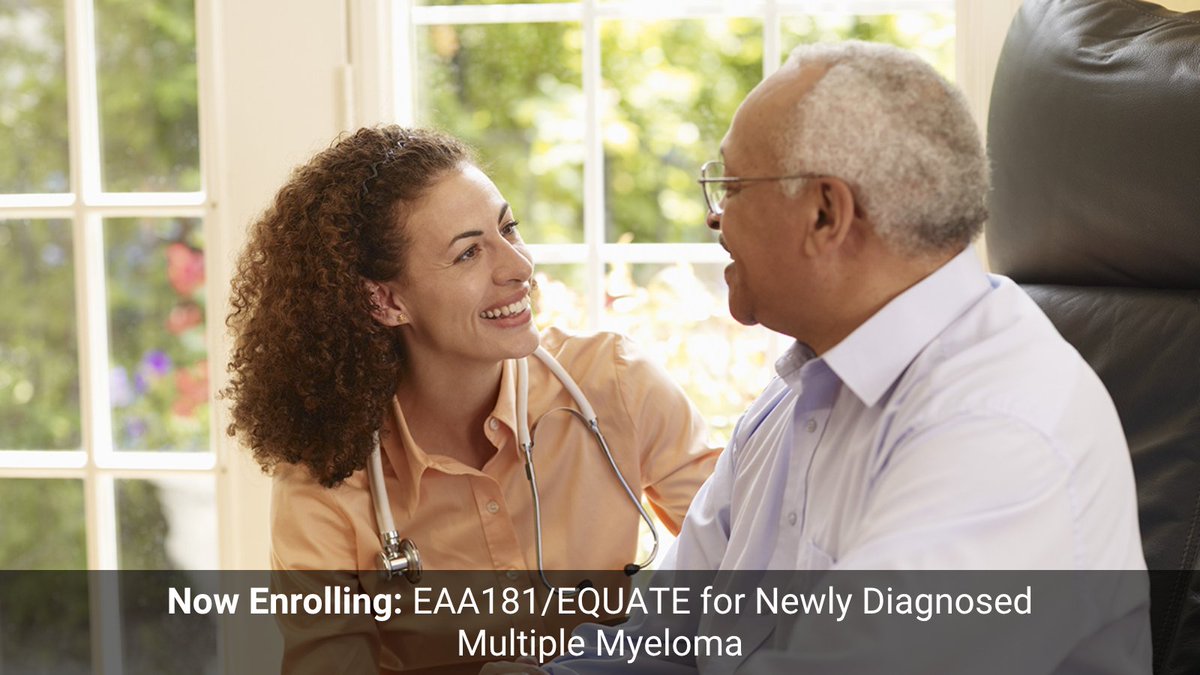 eaonc's tweet photo. Do you have newly diagnosed #MultipleMyeloma and are either ineligible for or willing to delay #StemCell transplantation? If so, you may be eligible to participate in #ClinicalTrial EAA181/EQUATE. More info here: https://t.co/Ny8oyGFFbQ #MMSM #NDMM cc: @MM_Hub, @theMMRF https://t.co/t9mmvdcGul
