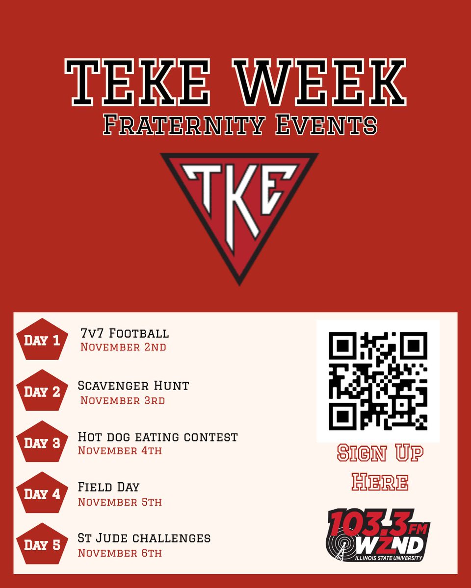 WZND's tweet photo. TKE week Fraternity and Sorority events starting November 2nd‼️ https://t.co/ygg6ZC2jZr