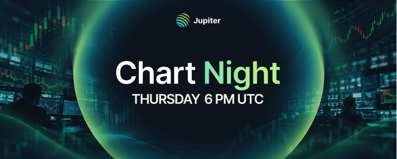 JUPCommunity's tweet photo. YOUR THURSDAY NIGHTS JUST GOT MORE INTERESTING. 📈

Introducing Chart Night with @badax23 

Every Thursday · 6 PM UTC on Jupiter Discord: https://t.co/S5Lv4riegf

Reviews what is moving, answers your questions, and builds any chart you ask for on the spot.

SEE YOU IN 1 HOUR! https://t.co/TfEUBDFh2F