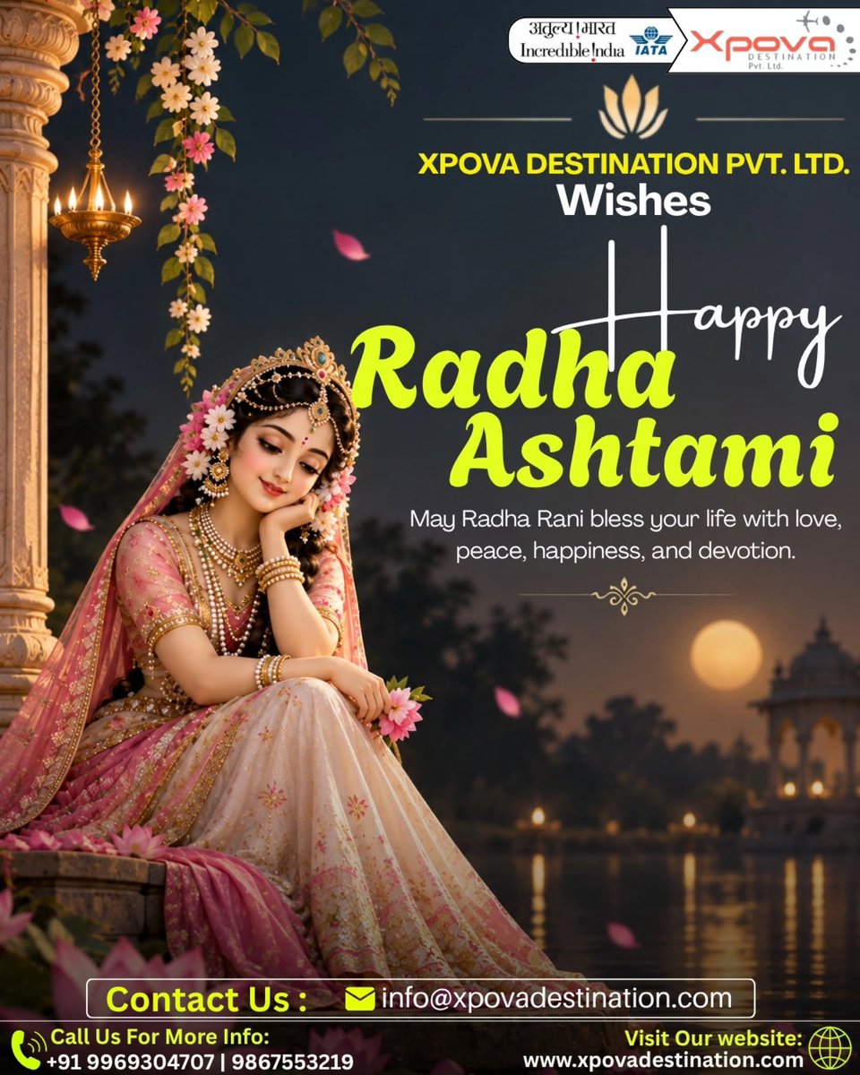 ananda_Ls's tweet photo. Happy Radha Ashtami! May Radha Rani bless you and your loved ones with love, peace, happiness, prosperity, devotion, and divine positivity. XPOVA DESTINATION PVT. LTD. wishes everyone a blessed and joyous celebration. https://t.co/oqkvhzCin5
