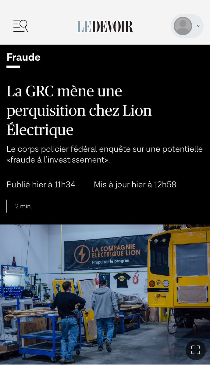 CarolineLessar8's tweet photo. Ils vont remonter jusqu’à qui ?

« La GRC mène une perquisition chez Lion Électrique. 

Le corps policier fédéral enquête sur une potentielle «fraude à l’investissement». 
Depuis 2025, plusieurs médias ont rapporté que la GRC menait une enquête s’intéressant notamment au carnet de commandes de Lion Électrique, qui aurait pu induire en erreur les investisseurs en incluant des commandes non promises ou irréalisables.»

https://t.co/sf12appDeX