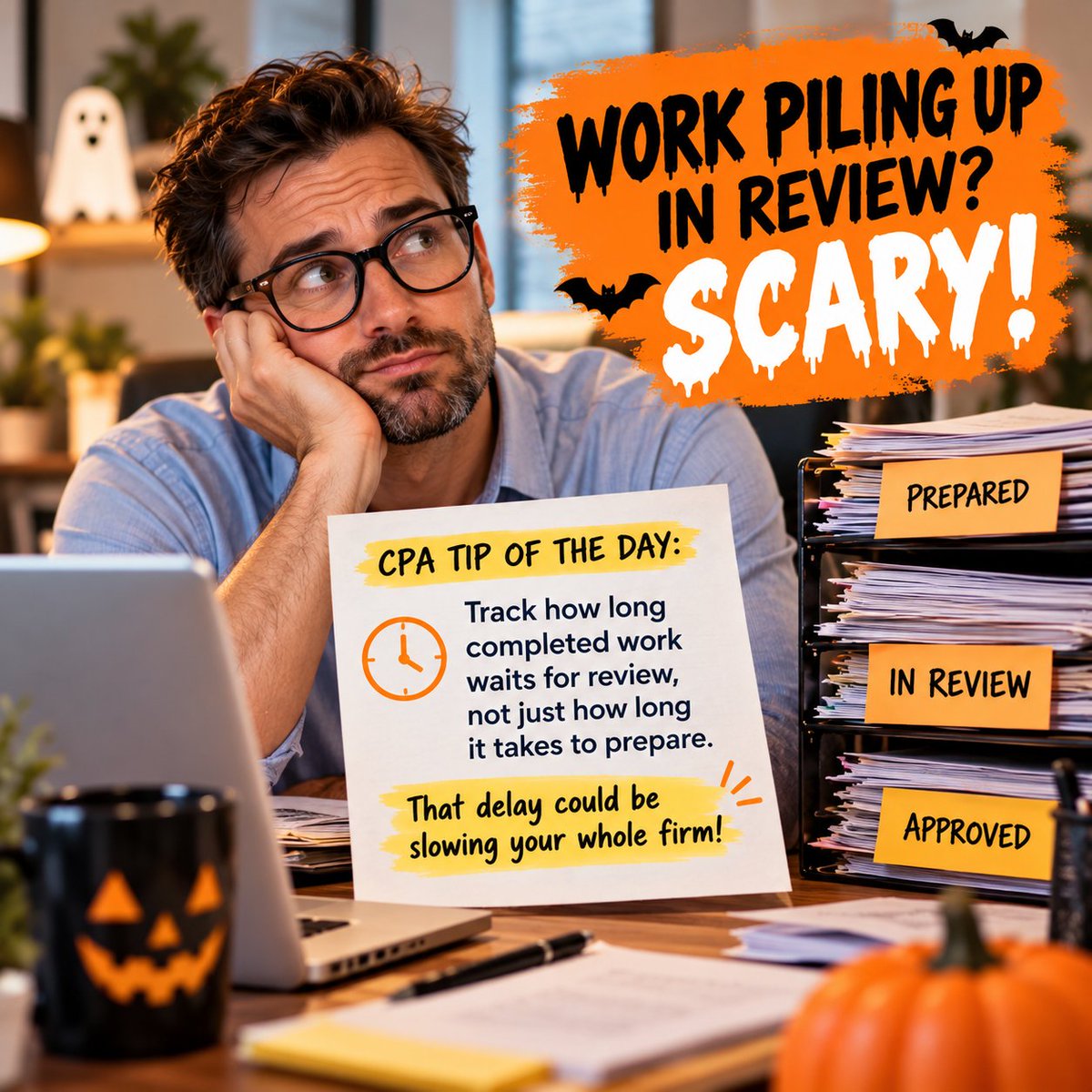 talk2cc's tweet photo. Work piling up in review? Scary!
CPA Tip of the Day: Track how long completed work waits for review, not just how long it takes to prepare. That delay could be slowing your whole firm!
CPA owners, where does work get stuck most often?
Save and share!
#completecontroller #CPAPros https://t.co/RgaTvdWK8y