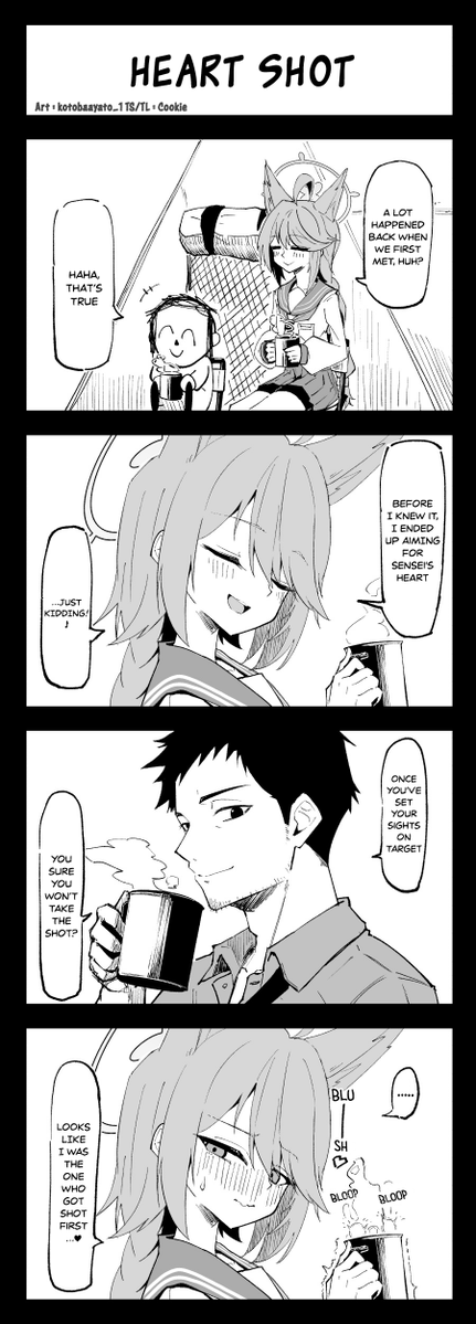 nkms_cookie's tweet photo. - English Translation (Repost) -

I drew a 4-koma featuring Otogi.
I wanna cuddle up with her in a secret base φ(..)  

Art @kotobaayato_1
TS/TL by me- 

(Repost because I somehow double posted it and I messed up with quote retwt💀)
#ブルアカ https://t.co/0nXIyGkRW6