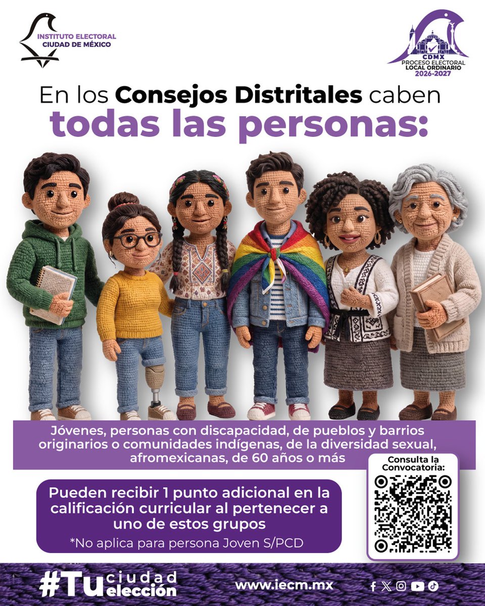Distrito12IECM's tweet photo. ¡Forma parte de los Consejos Distritales del IECM!

Ya está disponible la Convocatoria para integrar los Consejos Distritales del #IECM:

🔗 https://t.co/dAmsC7DVRd

Participa en las actividades que contribuyen a la organización del Proceso Electoral Local Ordinario 2026-2027. https://t.co/o8IvjBBPxs