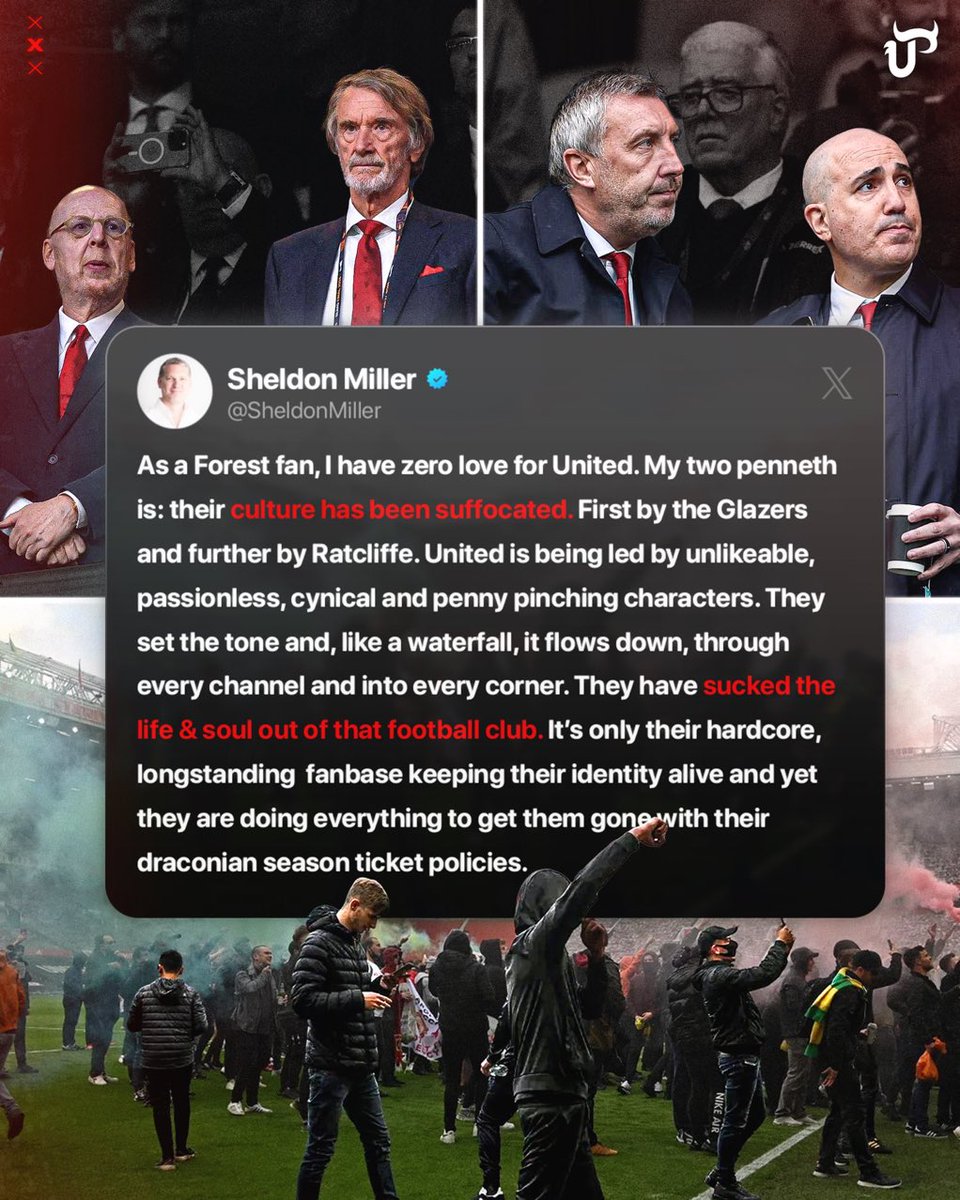 RedorDead07's tweet photo. Well said mate, you know it’s bad when rivals are writing posts like this, they killing our club financially strangling us to death, god only knows how were going to get them out? #Mufc https://t.co/plGC5E7Igl