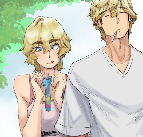 aarokira's tweet photo. new big comic is starting. as usual, i amp myself up by drawing some random ideas featuring the new main characters~~ https://t.co/7QvDjwTBG5