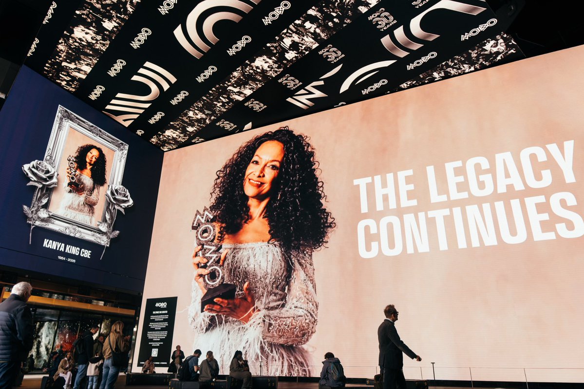 MOBOAwards's tweet photo. We’re proud to bring a special immersive installation to Outernet London, celebrating 30 years of MOBO and the incredible legacy of our Founder, Kanya King CBE 🙌🏾👏🏾

Free to experience from today until 18 November, with screenings at selected times. https://t.co/cOCF4cSkWd