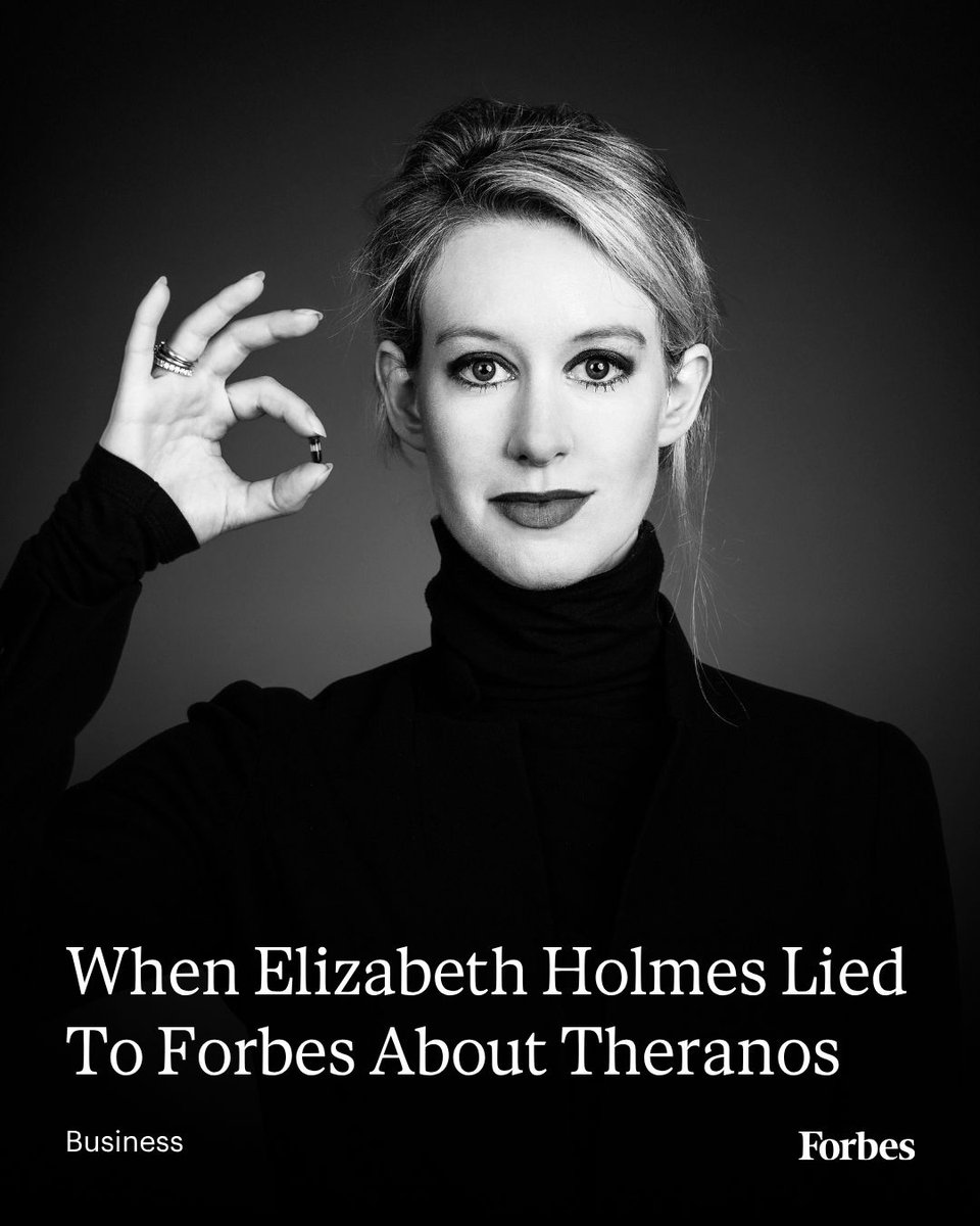 Forbes's tweet photo. In Nathan Fielder’s new documentary, Elizabeth Holmes said she doesn’t ever recall lying. Forbes went back to the archives to fact-check that claim—and it doesn’t hold up.
Read more: https://t.co/dZVaa3paFw
📸: Ethan Pines for Forbes https://t.co/HCDNTGkOWU
