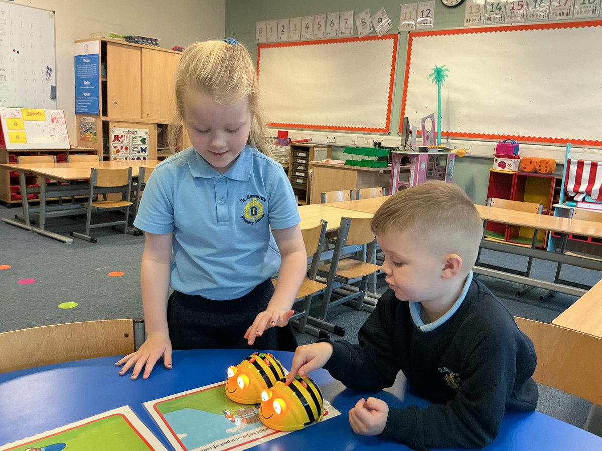 StBernardsPS's tweet photo. 🐝💻 P1 had a buzzing time exploring coding with Bee-Bots for #CodeWeek2026! Pupils practised giving clear instructions, sequencing commands and debugging their routes, developing early computational thinking and problem-solving skills! 🚀 @CodeWeekEU @DL_for_All https://t.co/q59KJnt888