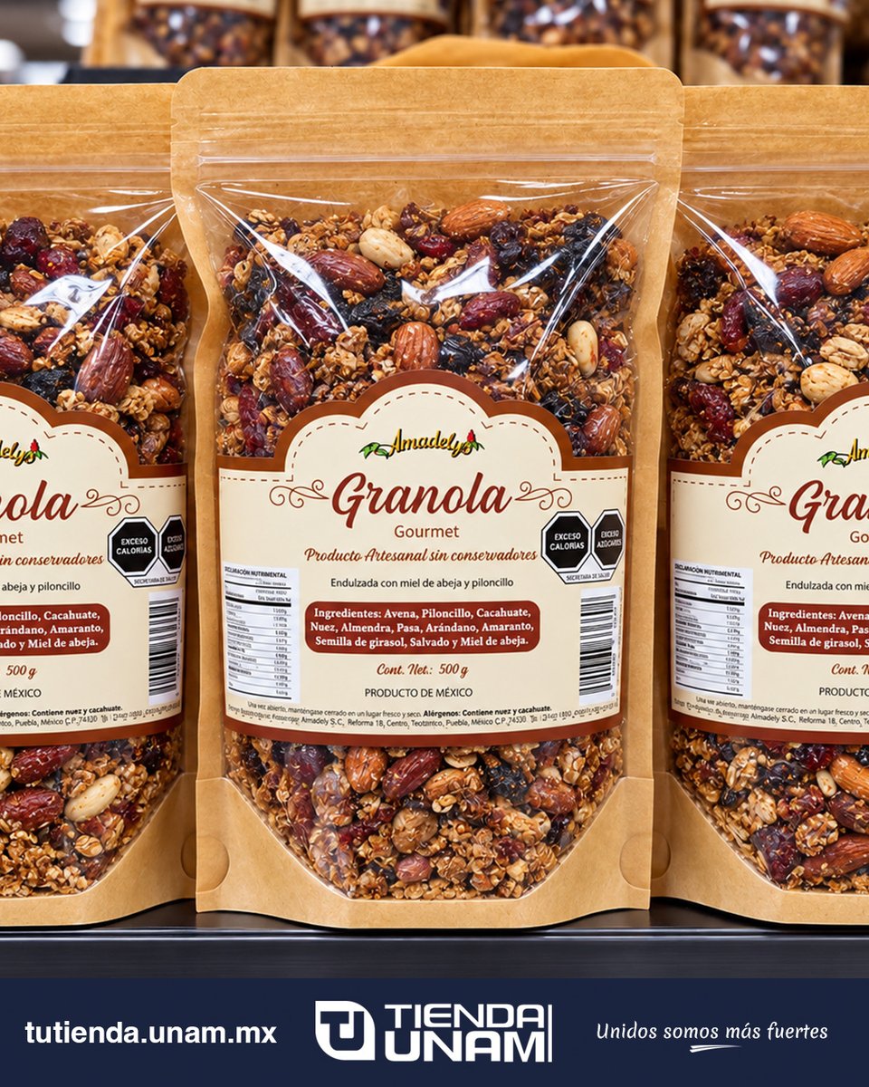 TiendaUNAM's tweet photo. En @TiendaUNAM vendemos #granolas que son legendarias. No busques más, en el pasillo de #OrgulloMéxico tenemos justo la que prefieres darle a tu familia. ¡Ven a visitarnos, abrimos a todo el público! 🥣🥰 https://t.co/m8CsemoOTF