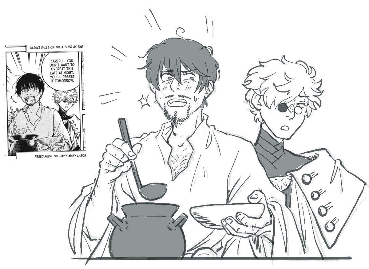 kurzzdraws's tweet photo. some #witchhatatelier kitchen panel redraws for fun! you know I HAD to do That Panel.. 🍮 xo #orufrey #qiolru https://t.co/LQ0tGebTFz