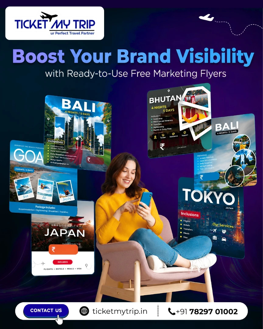 nitsuga_nada's tweet photo. Boost your travel brand with TicketMyTrip’s free, ready-to-use marketing flyers. Customize stunning designs for Bali, Goa, Japan, Bhutan and more. Create impact, reach more customers, and grow together. https://t.co/iJuNCUOTSM
