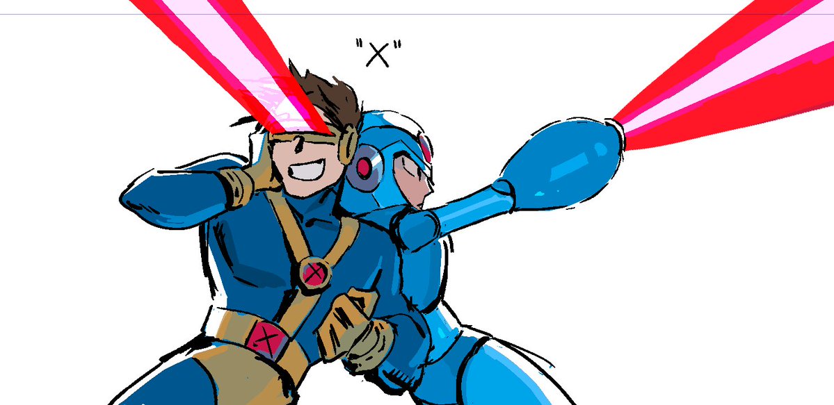AbsenceChemical's tweet photo. Dual larping two franchises at the same time 

#xmen #megaman https://t.co/ajBpm8Zl0D