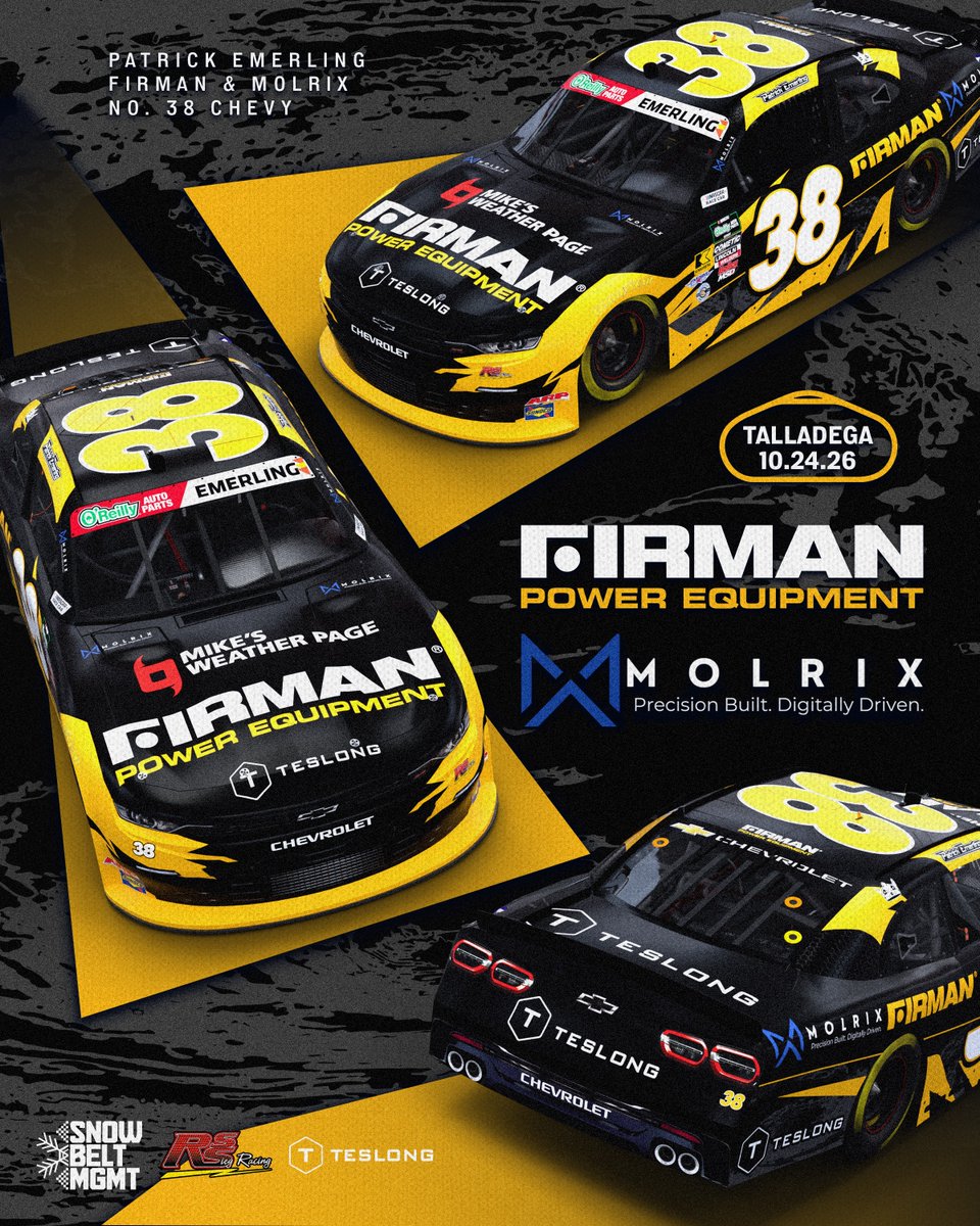 PatrickEmerling's tweet photo. 'Dega bound. 👊

Getting back in the @RSSRacing__ #38 for Saturday's @NASCAROReillyAP race. Excited for another opportunity with this group! https://t.co/dsOuoJnsfO