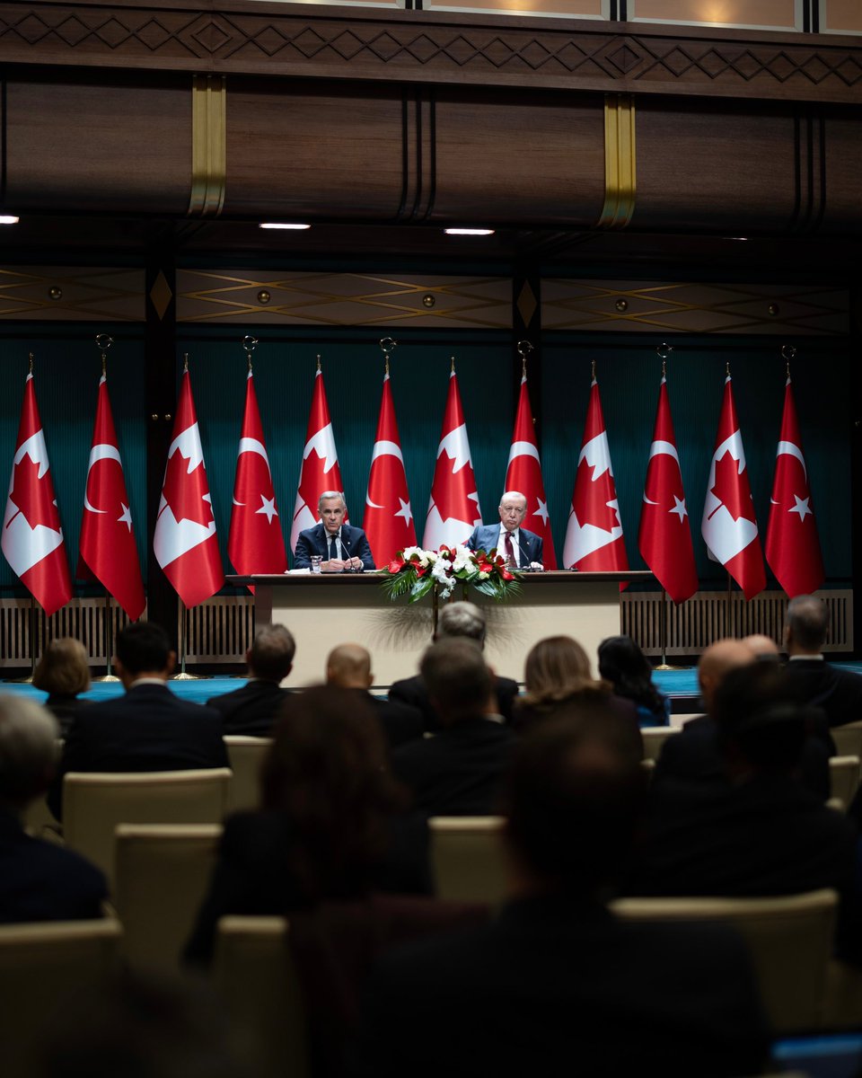 MarkJCarney's tweet photo. Today, President @RTErdogan and I launched a new Canada-Türkiye Strategic Partnership to create massive new opportunities for our peoples. 
 
Energy. Mining. Climate. Defence. Security. We’re deepening our ties to confront shared threats and unlock new markets for our workers and businesses.
 
An ambitious partnership. A more secure and prosperous future.