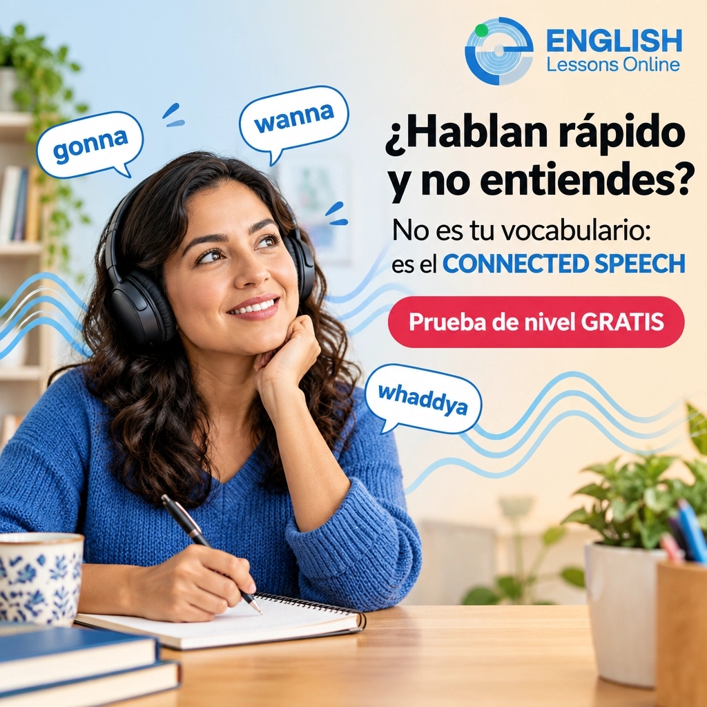 EnglishOnlineNY's tweet photo. ¿Hablan rápido y no entiendes? Es el connected speech: “gonna”, “wanna”, “whaddya”—no es tu vocabulario. Entrena tu oído: escucha y repite. Prueba de nivel GRATIS: 347-519-6187 https://t.co/Bz7UOVPO1E #AprendeInglés #ESOL https://t.co/hoAvC6eC4S