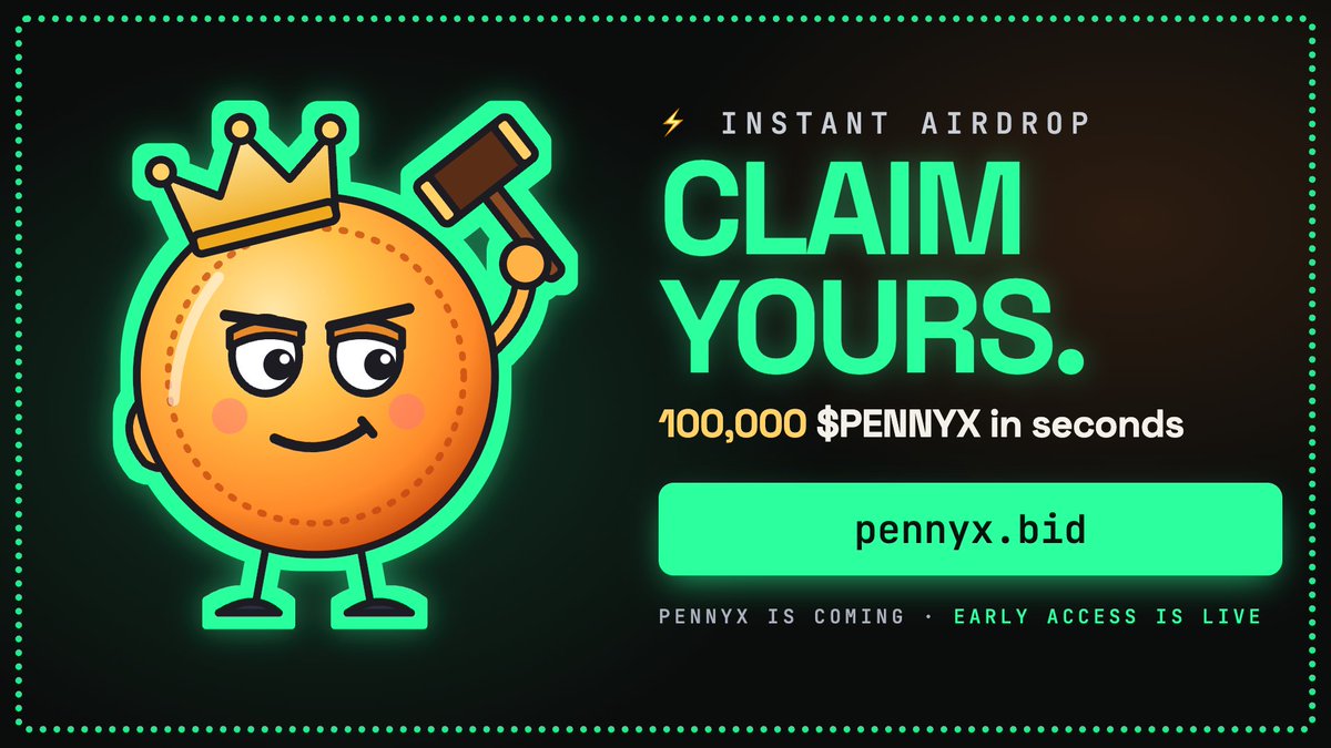 pennyxfun's tweet photo. Finally, it's time to launch PennyX

Name: $PennyX
Hint: 🔨

10% of the total supply will be evenly airdropped

Claim: https://t.co/TX4P9Vv5ht https://t.co/F63XJrw8ww