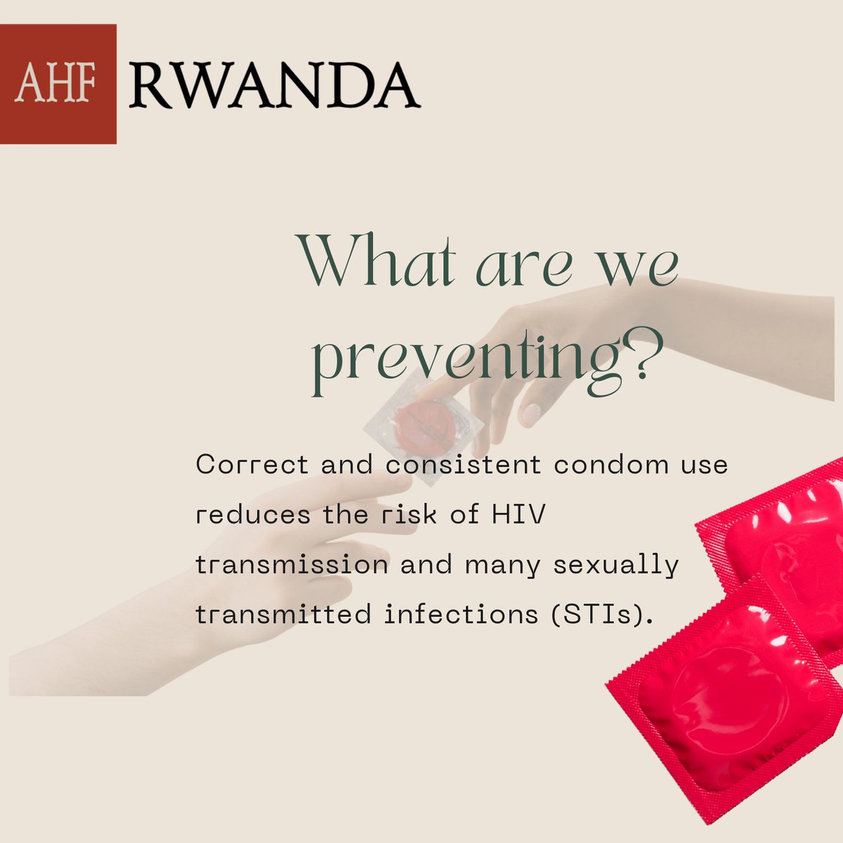 ahfrwanda's tweet photo. During International Infection Prevention Week, we're highlighting Condom Use as an important part of sexual health. 
When used correctly and consistently, condoms reduce the risk of contracting HIV and other sexually transmitted infections. @ahfafrica @RBCRwanda @RwandaNGOForum https://t.co/AvJeAI4Avb