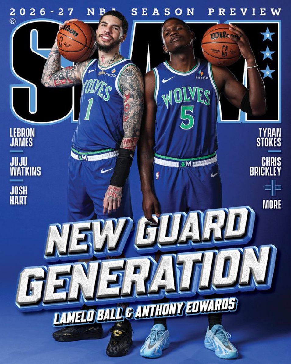 TWolvesEspNBA's tweet photo. LaMelo Ball y Anthony Edwards son la nueva portada de Slam 🐜🕺 https://t.co/JoRlGVRmtT