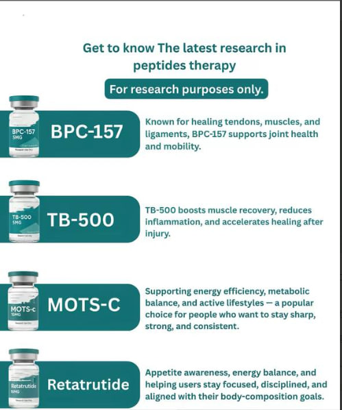 Lexappeal__'s tweet photo. 🚩🚩🚩As a responsible peptide manufacturer, today I would like to discuss the differences between BPC-157, TB-500, MOTS-c, and Retatrutide.

1⃣BPC-157
Renowned for repairing tendons, muscles, and ligaments, BPC-157 helps maintain joint health and mobility.
2️⃣ TB-500
TB-500 promotes muscle recovery, reduces inflammation, and accelerates healing following an injury.
3️⃣ MOTS-c
Supports efficient energy metabolism, maintains metabolic balance, and enhances physical vitality.
4️⃣ Retatrutide
Regulates appetite perception and maintains energy balance; utilizes a triple-target mechanism of action to facilitate fat loss and weight reduction.