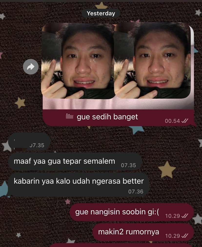 narcisvalley's tweet photo. sayang banget sama sahabat ku, walopun aku dateng2 nangis tanpa ngasih konteks, tapi dia tetep ngerespon🥹❤️ https://t.co/yseg4BUegt