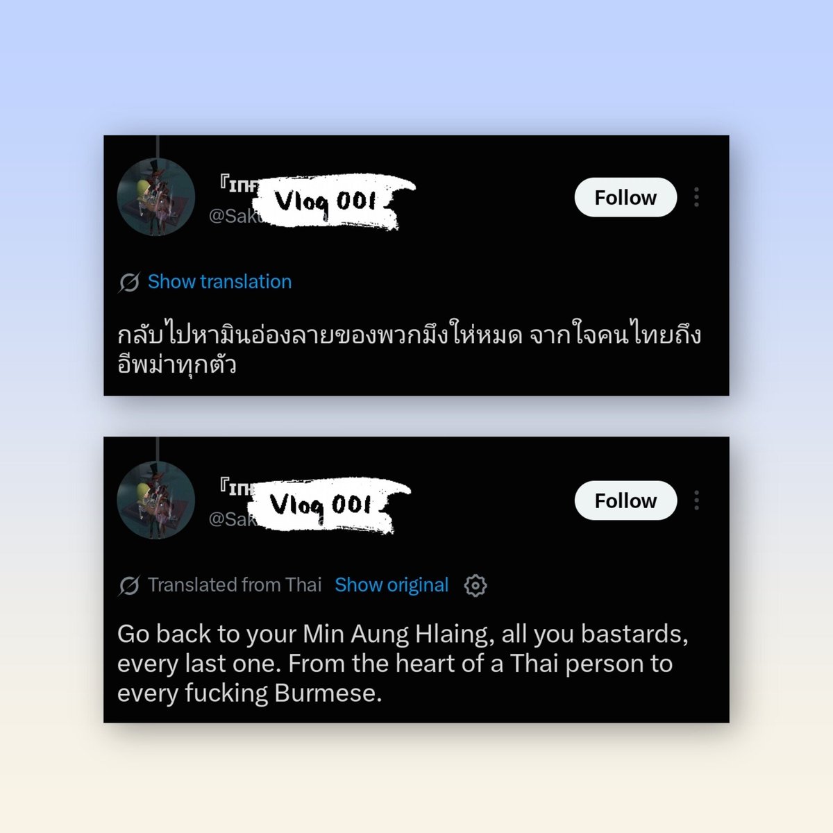 TayTawanMyanmar's tweet photo. I think gg translate would get it right here.

Please..
Using a nation's ongoing humanitarian tragedy as a cheap insult over a debate about cultural heritage and historical appropriation isn't a flex. it's a profound display of human indecency. We are talking about our history, our cultural heritage, and our identity being utilized without proper credit or respect. Kicking people who are already suffering just to deflect from that issue says everything about your character and nothing about our history. 

GMMTV ACCOUNTABILITY

#RespectMyanmarCulture
#CreditOurHeritage
#ScarletHeartTH