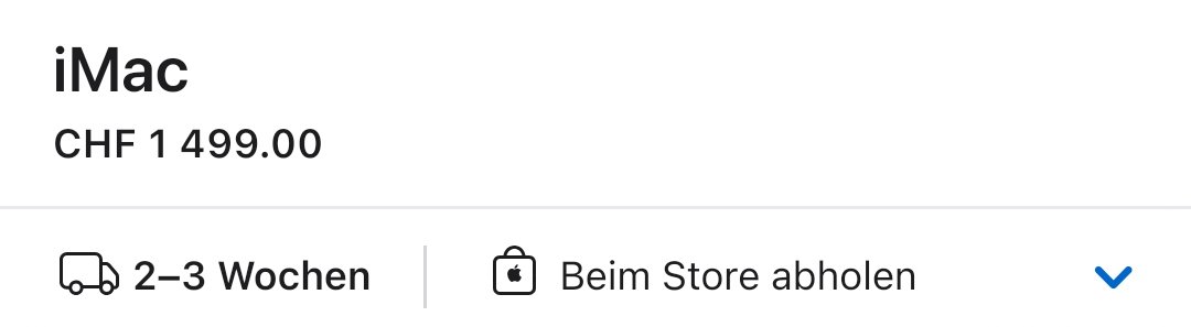 verathom's tweet photo. Während alle ihre PHP-Server patchen, erhöht Apple die Lieferfrist von iMacs.
Alle Farben.

Jetzt stellt sich die Frage: Bestellen (und auf die gleiche Aktion wie bei den Mac Minis spekulieren) oder zuwarten. https://t.co/1CWddeyD6D