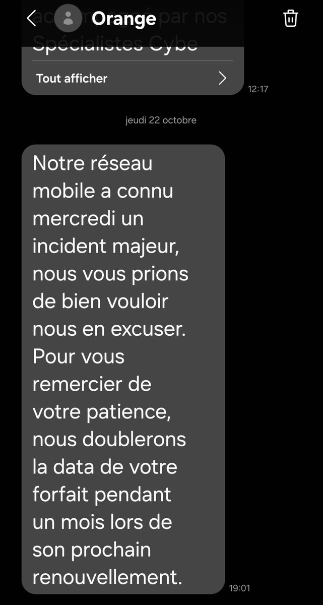 AnthonyDsert's tweet photo. @Orange_France  

Absolument inutile. Si nous payons un forfait c'est qu'il nous convient de base doubler la data n'est pas un dédommagement. 

Relativement déçu de cette gestion/communication. https://t.co/YiUmrhQLEb