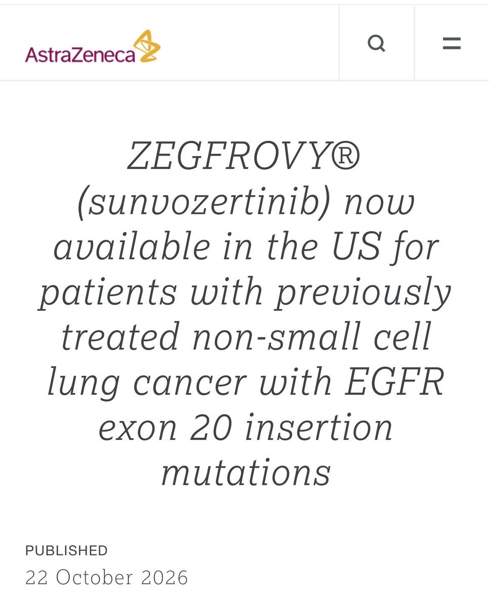 RManochakian's tweet photo. 🔥🚨@OncoAlert Hot Off The Press

Long-Awaited #BigNews by @AstraZeneca 

⭐️#Sunvozertinib (which was approved by @FDA in July 2025) is finally:

✅NOW #AVAILABLE in the US for:

❇️#Advanced non-small cell #LungCancer (#NSCLC) with:
🎯#EGFR #Exon20 insertion mutations.

👇🏻
https://t.co/S1PILy769a