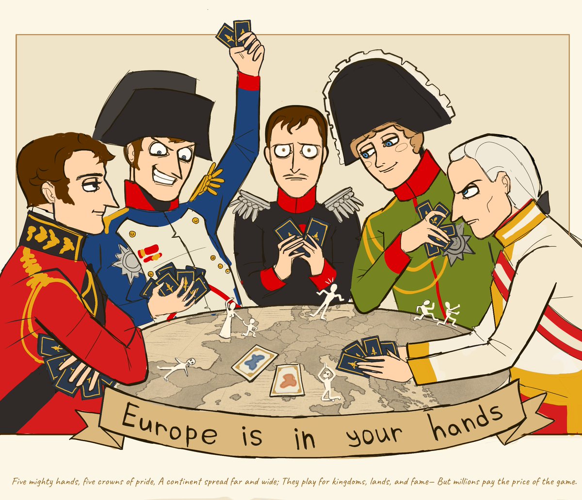 newton_618's tweet photo. Five mighty hands, five crowns of pride,
A continent spread far and wide;
They play for kingdoms, lands, and fame—
But millions pay the price of the game. https://t.co/GuJWEOa8mn