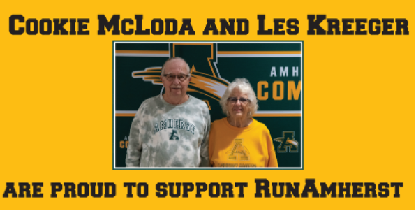 RunAmherst's tweet photo. A huge THANK YOU to Skeleton Run title sponsors Cookie McLoda and Les Kreeger! Their longtime support of the Skeleton Run and RunAmherst has helped our running community grow. We’re grateful for their generosity and COMET PRIDE! 🏃‍♂️🏃‍♀️ #RunAmherst https://t.co/TRbMHHs5RX