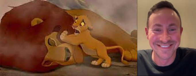 DennisHarwich's tweet photo. $GME $BBBYQ 

PICTURED BELOW: disgraced @gamestop CEO @ryancohen enjoying Simba's reaction to Mufasa’s death in “The Lion King” (1994). https://t.co/pfn6Gg1Caa