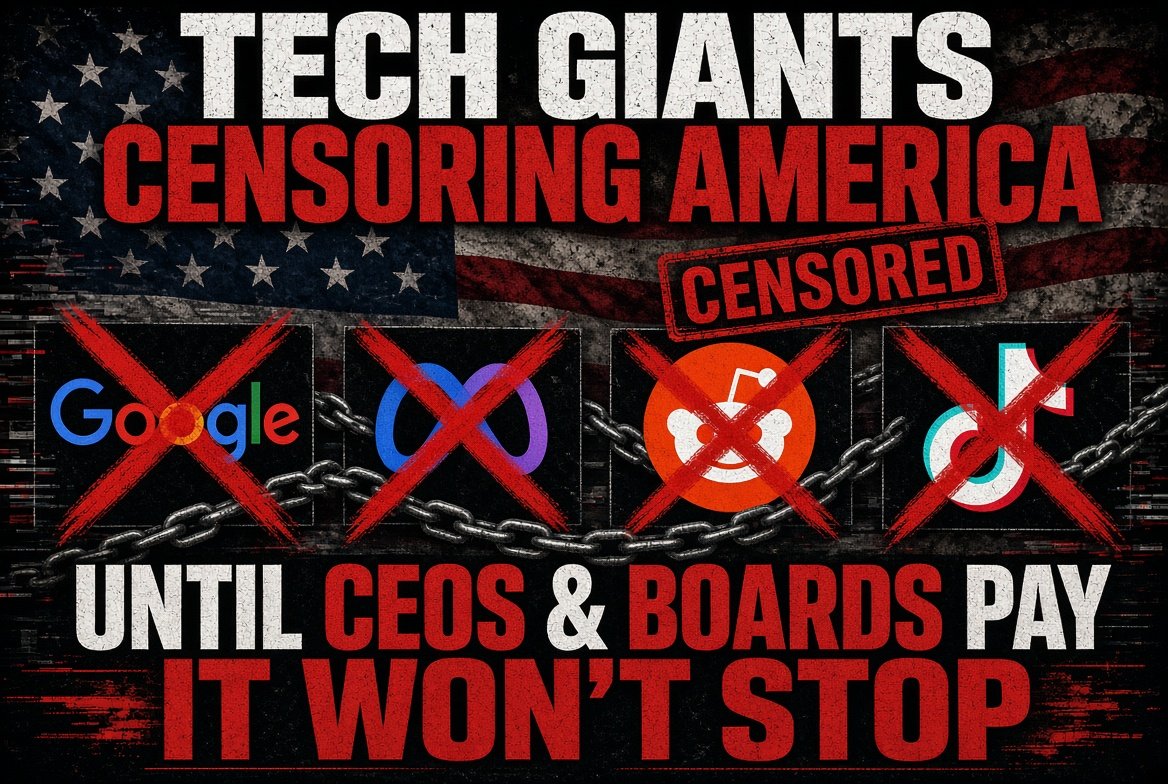 Anonymous_Dab's tweet photo. @WhiteHouse are you listening?
Tech giants like #Google,#Meta,#Reddit & #TikTokUS are pushing propaganda & banning pro-American voices.
Until the CEOs & board members who profit from this are held accountable
it won’t stop!
@Potus https://t.co/sp8F0AnShq