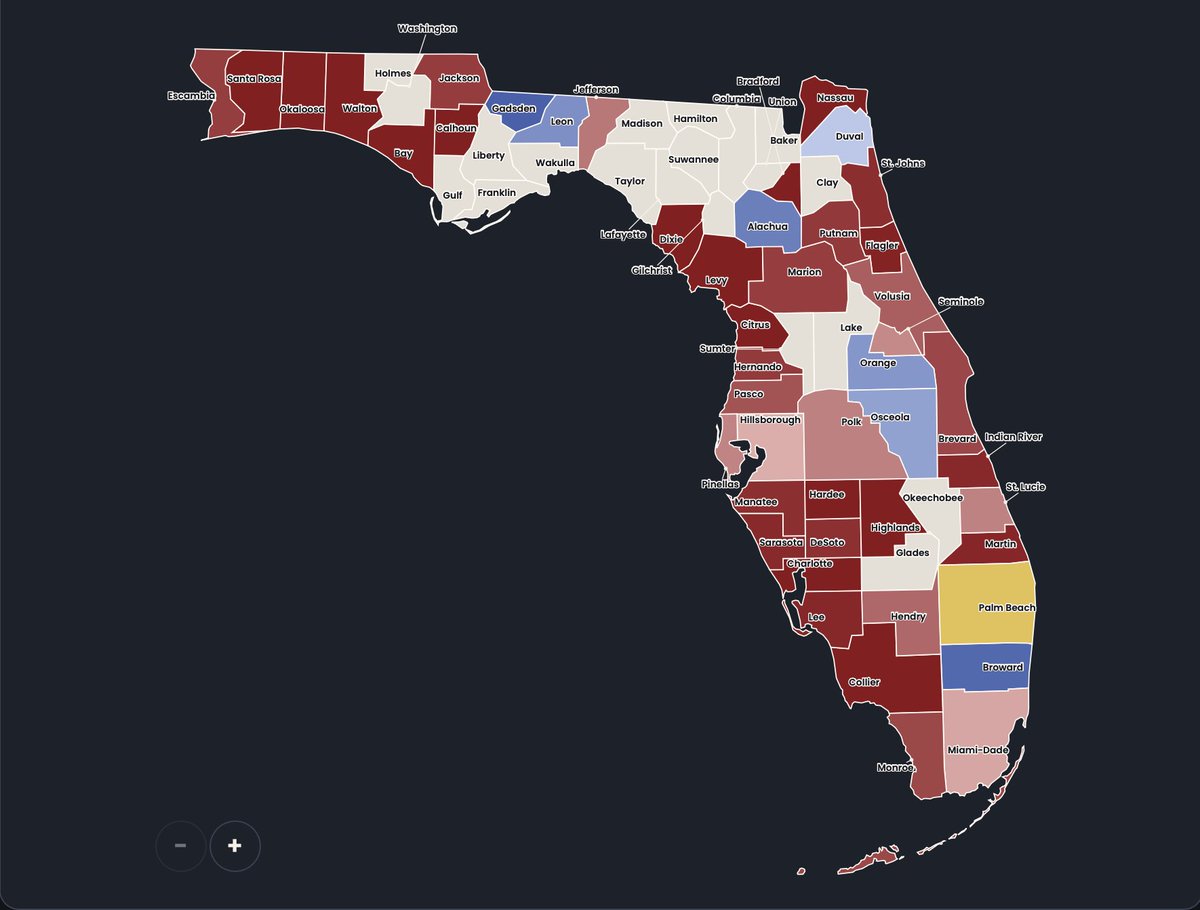 FLVoiceNews's tweet photo. 🚨 NOW: FLORIDA EARLY VOTING DAY 4 IS R+16.1 
 
TODAY: 
🔴 Republican: 48.5% (+16.1) 
🔵 Democrat: 32.4%

Early ballots cast:
🔴 Republican: 61,357
🔵 Democrat: 40,926 https://t.co/O4df4TGcU1