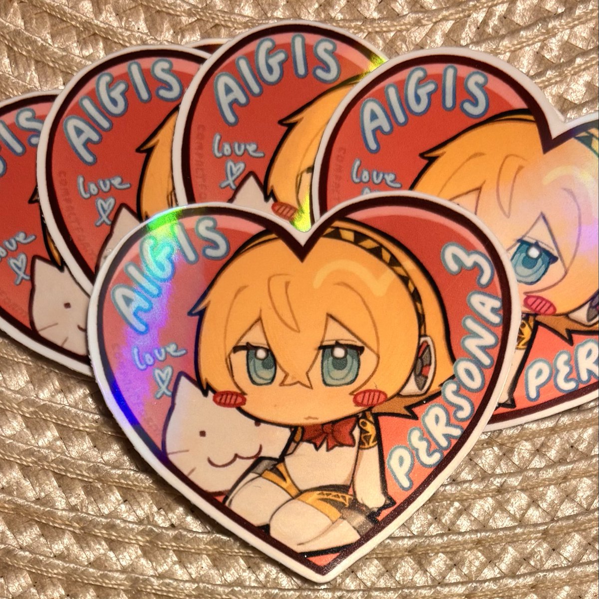 compactform's tweet photo. close ups of everything, ive got ~20 aigis stickers total https://t.co/KFOzyyqImh