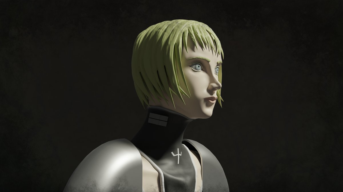 avptankpowerjc's tweet photo. Render-Claymore Stylized Char Facial - Soldier Clare - SF01-6.  HigPoly-Design of Clare, from"CLAYMORE".Mesh Stylized, solid colors, not textures/realism. Armor Parts. #b3d,#blender,#unity,#claymore,#clare,#soldier,#woman,#stylized,#silver,#gold, #eye,#silverEyes,#fan,#cloth https://t.co/uThSyUHtwv