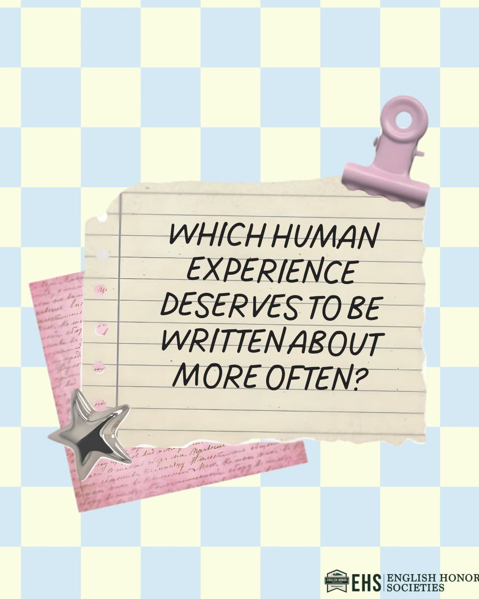 EnglishCon's tweet photo. Which human experience deserves to be written about more often?
#EnglishHonor #sigmataudelta #InternationalEnglishHonorSociety #NationalEnglishHonorSociety #nehs4hs #EnglishHonorSociety #ELAHonorSociety #elahs #sigmakappadelta #skd https://t.co/nNssaOmJNY