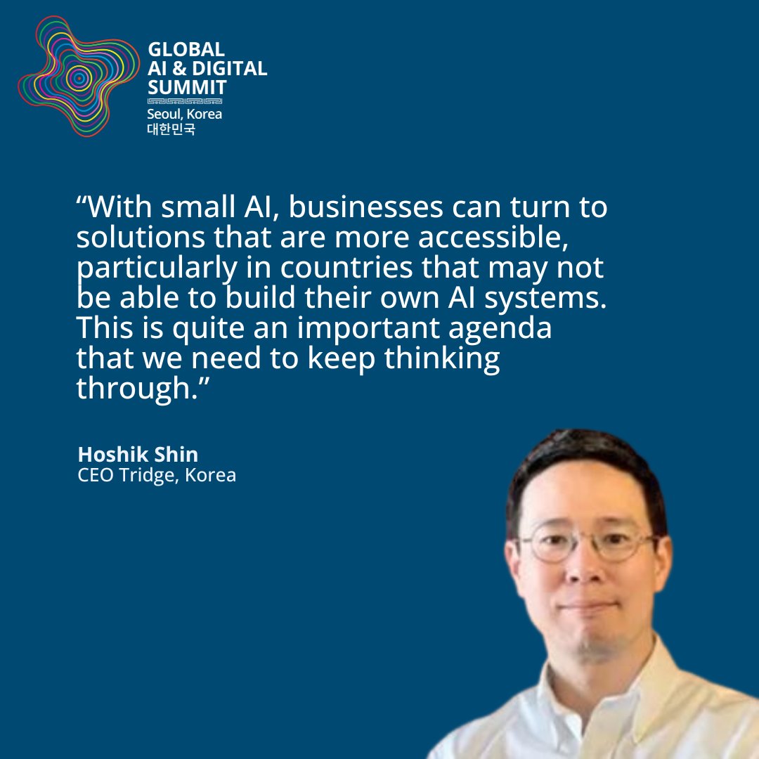 WBG_Digital's tweet photo. Making AI work for more people starts with making it more accessible. At Small AI. Big Impact in Seoul, speakers explored how practical AI solutions can help businesses tackle real-world challenges and expand opportunity.

https://t.co/PqZ45OJxur https://t.co/oOGnjn39QR