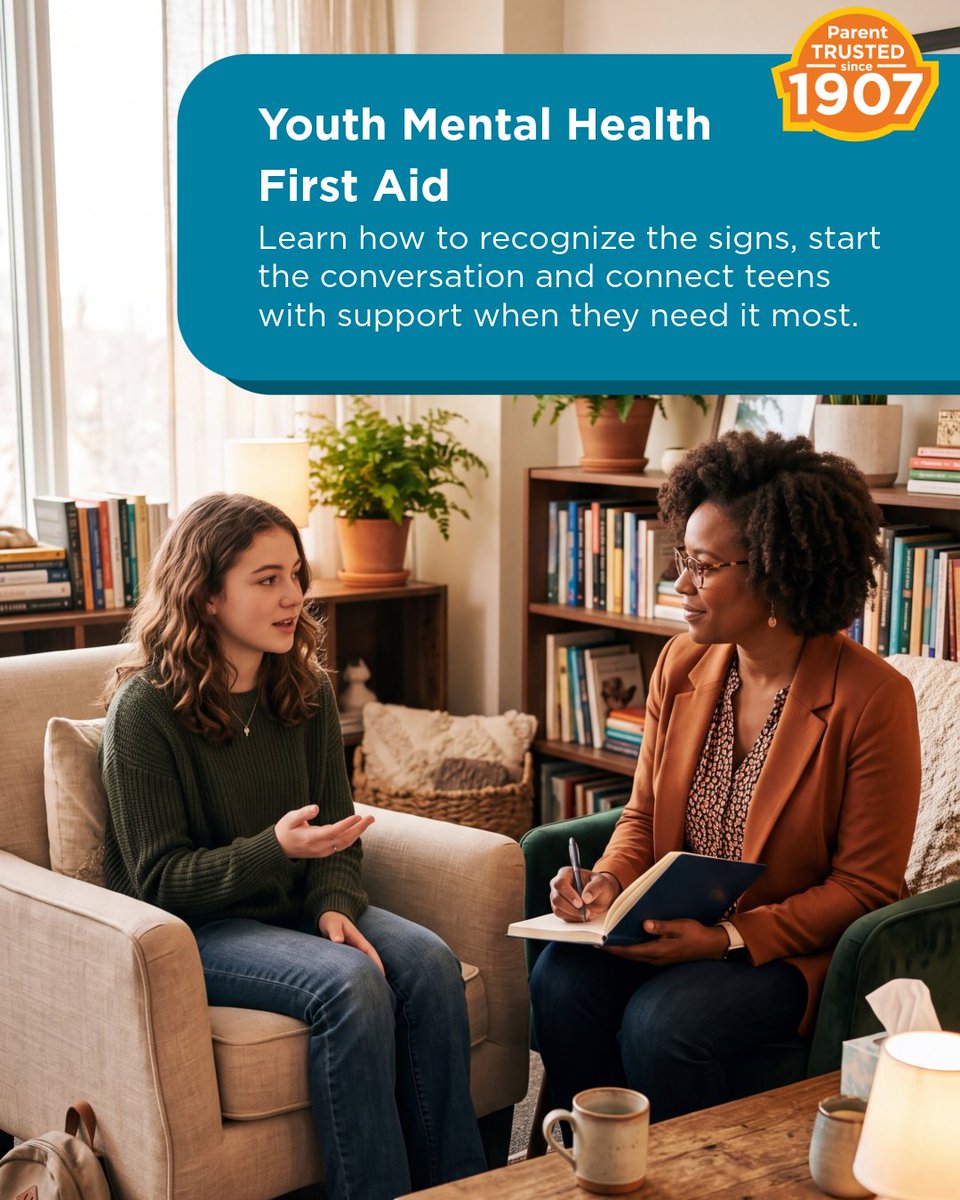 seattlechildren's tweet photo. Mental health challenges don't always look the way we expect. Knowing the signs and how to respond can help a young person feel supported when they need it most.

Our free Youth Mental Health First Aid training gives parents, caregivers, educators and other trusted adults practical tools to recognize concerns, start conversations and connect teens to appropriate support.

💙 Learn how you can make a difference in a young person's life. Explore the training and register today through the link in bio. https://t.co/bEPXSViroQ