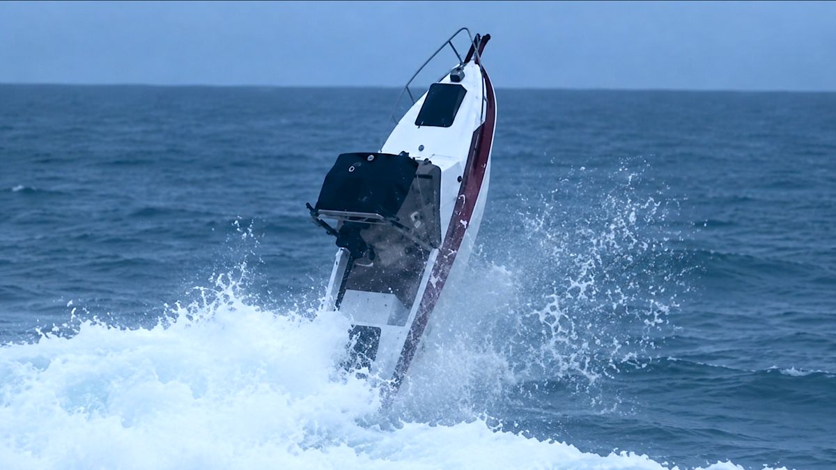 Surfer's tweet photo. Video from New South Wales, Australia shows a motorboat launching off breaking waves before capsizing. Miraculously, everyone survived. Read more here: https://t.co/NDHwBbDMfB https://t.co/JQupRuTeAb