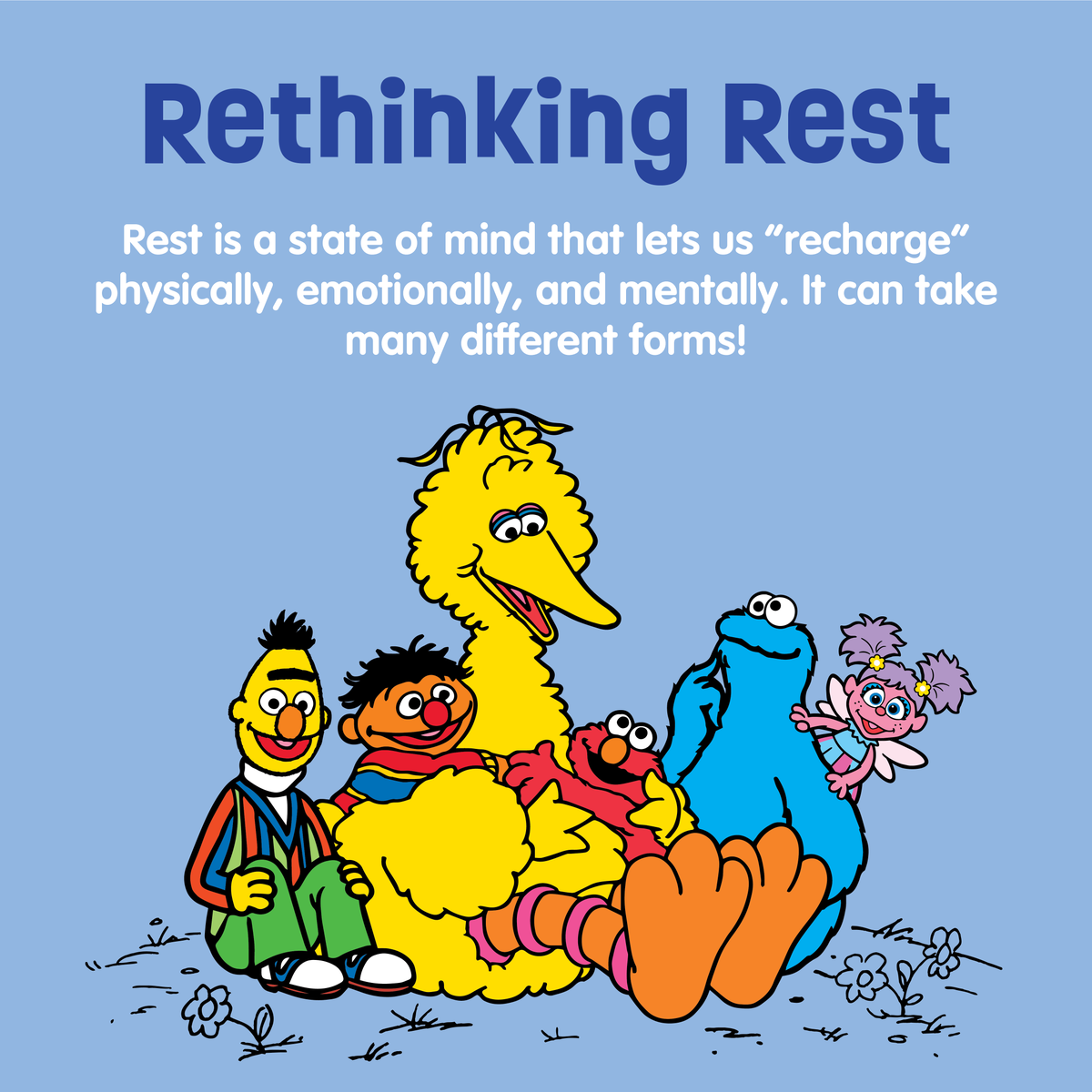 sesamestreet's tweet photo. Rest is about more than just closing our eyes for a good night’s sleep! Explore our Healthy Habits resources to learn more about the different kinds of rest, and other tips to help little ones thrive as they grow: https://t.co/W8xX2YknfQ #AbbottHealthyHabits https://t.co/eB3NOe5baY