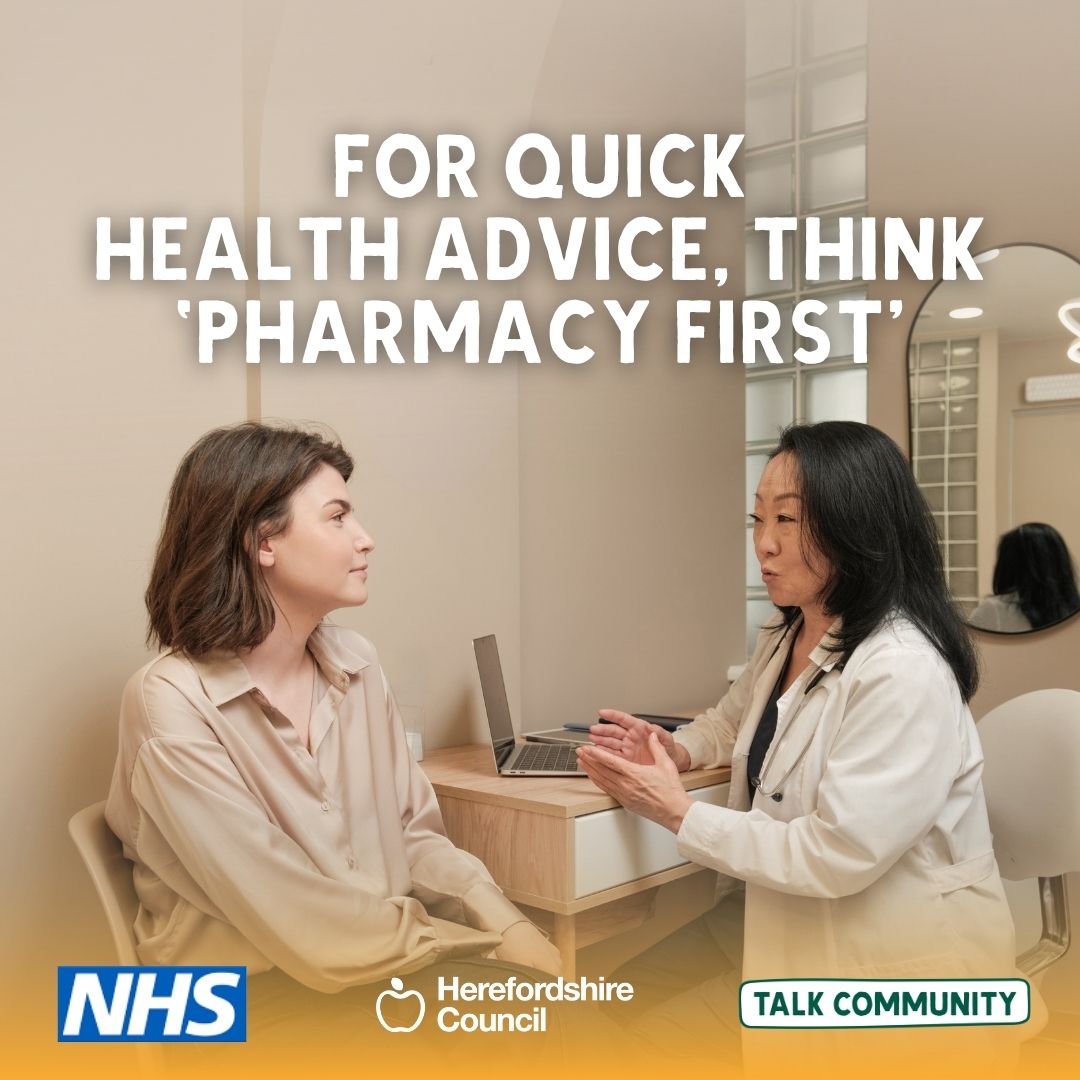 _TalkCommunity's tweet photo. Local pharmacies across Herefordshire now offer quick expert advice, convenient treatment, and NHS medicines, often without an appointment.

From blood pressure checks to emergency contraception, your community pharmacist is here to help.

Learn more: https://t.co/AlWx6CyhBs https://t.co/2RlUJ50D9D