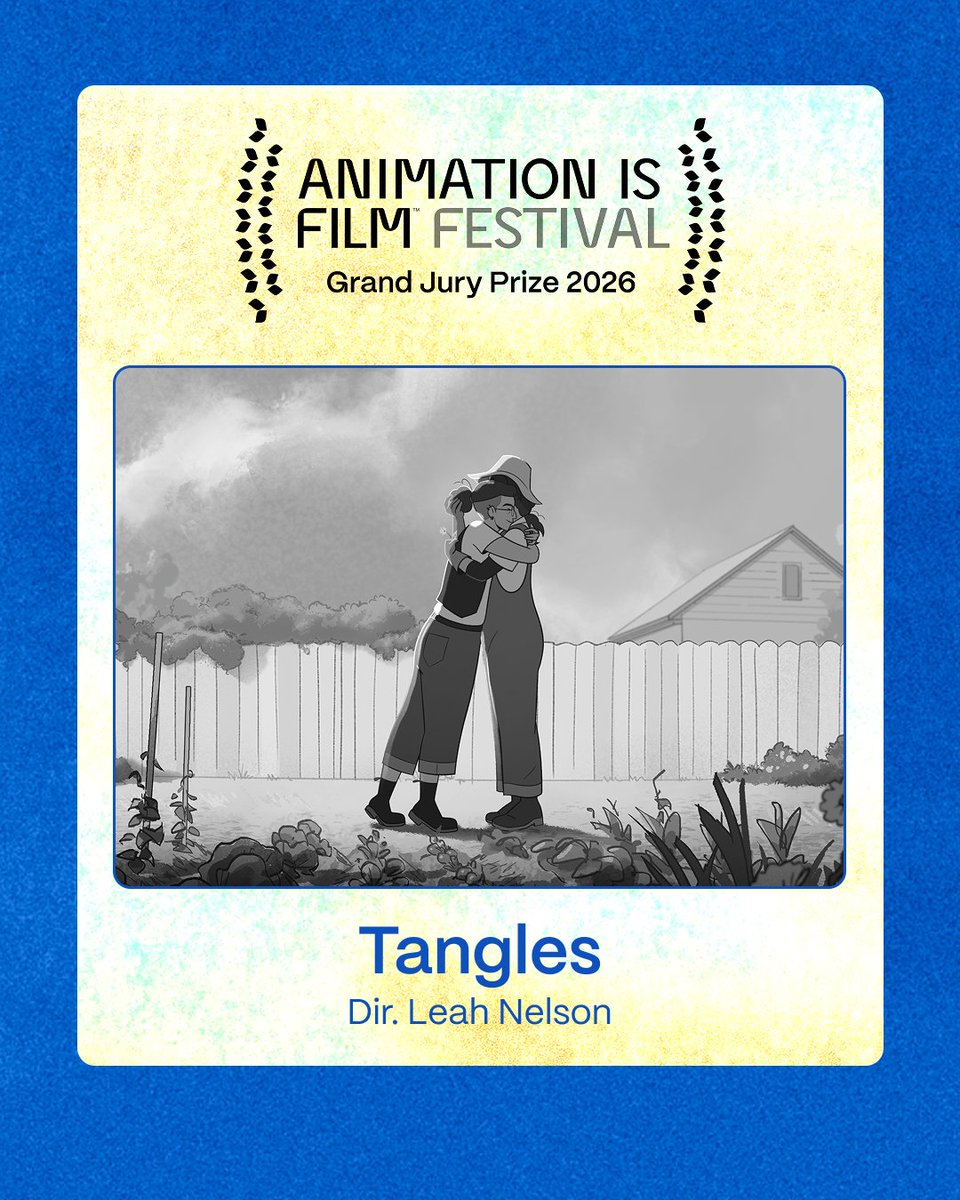 AnimationIsFilm's tweet photo. 🏆 TANGLES takes the AIF ’26 Grand Jury Prize!

The jury praised Leah Nelson’s beautiful, honest, and gentle telling of a family’s story, brought to life through fluid 2D animation and stark monochrome imagery. #AIF26 https://t.co/gIrQ8PrEYv