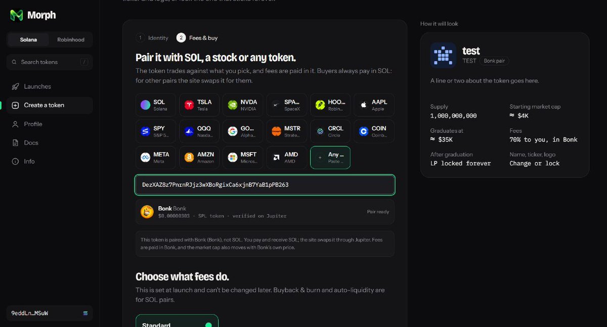 MorphPadSol's tweet photo. New on Morph: pair your launch with almost any Solana token.

Not just SOL anymore. Pair a new token with:

Your community's token
A pumpfun coin
BONK, USDC, and other SPL or Token-2022 tokens

How it works: paste the token address on the launch page and morph does the rest.

Same rules as every Morph launch:
Change your name, ticker and logo anytime, or lock them forever

Narrative dead? Morph it. Now with any pair.

https://t.co/7FYIP2SkAA