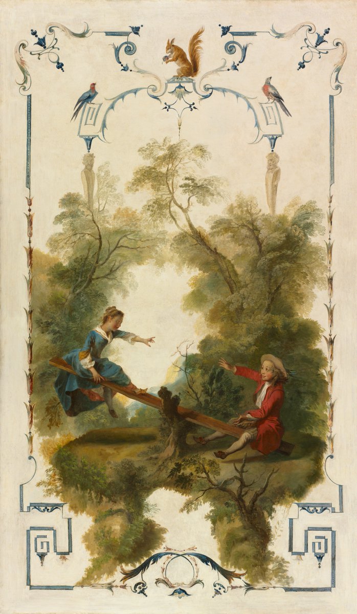 MeditateColor's tweet photo. Nicolas Lancret, Wall Panels. c. 1723–27.
Oil on canvas.

Lancret painted these panels for a room in a Paris house, to hang above the chair rails and between the doors and windows. https://t.co/WCq805dB29