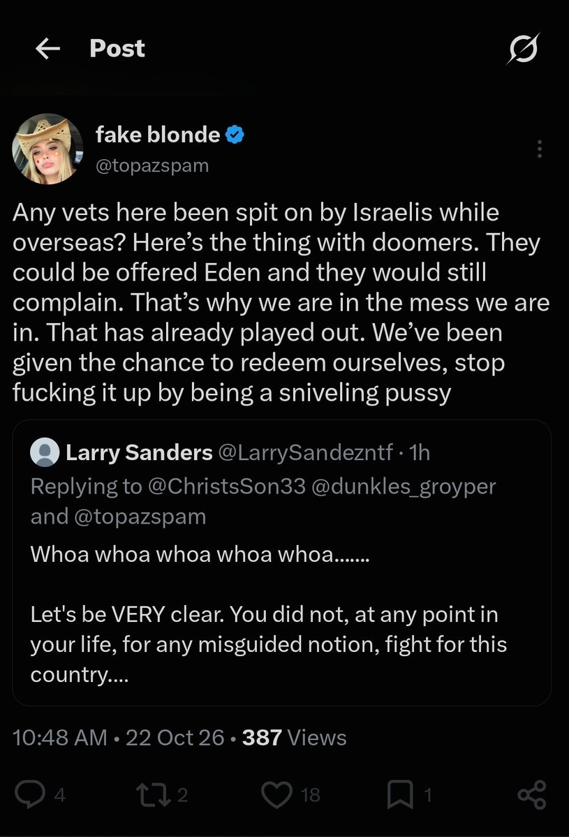 LarrySandezntf's tweet photo. @topazspam is jewish

Blocked before I ratiod with videos of Christians/Americans/American soldiers being spat on https://t.co/bDW85Q0qXS