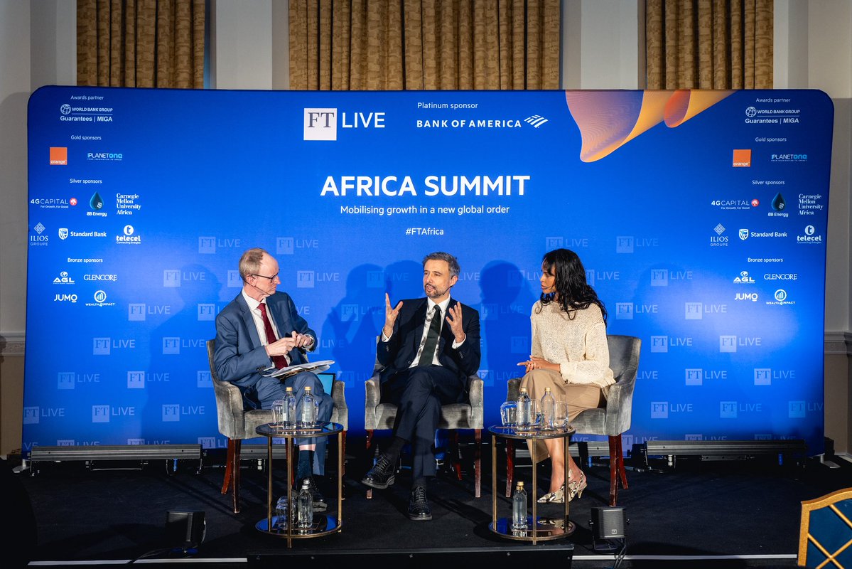 IFADPresident's tweet photo. Today at the @FT Africa Summit in London, I made the case for investing in Africa's rural economies in a conversation with @Sabrinadhowre, IFAD Goodwill Ambassador, moderated by Andrew Hill. Farmers and rural entrepreneurs are building businesses that drive productivity, create jobs and strengthen food supply chains. Access to long-term capital is essential to realizing that potential.

Africa's small and medium-sized agribusinesses face a financing gap of around US$65 billion a year. As an international financial institution, @IFAD works with governments to strengthen the infrastructure, institutions and markets that make rural investment viable. We also use concessional finance to share risks and mobilize capital for businesses and producers underserved by commercial lenders.

These priorities also guided my bilateral discussions with UK
Development Minister @kirstyjmcneill and @NickDyerFCDO of @FCDOGovUK. We discussed how to advance shared objectives on food security, rural jobs and private investment, alongside cooperation through the #G20 and #G7 agendas to address the debt crisis and reform MDBs so they can deliver more financing but also achieve more depth and impact with coordinated action. IFAD can support the creation of the conditions that will make investments more impactful in rural areas.

The economic benefits of investing in the first mile extend beyond the farm. Investment in processing, storage and distribution helps businesses reduce losses, reach buyers and retain more value locally. It creates jobs and strengthens the supply chains on which domestic and international markets depend.

African leaders ambition to drive rural economic growth becomes visible in their strong commitment and pledges to
#IFAD14. Their contributions strengthen IFAD's capital base, enabling us to borrow and mobilize additional to invest in long-term growth, food security and economic stability.

#FinancingTheFirstMile | #FTAfrica | @ftlive