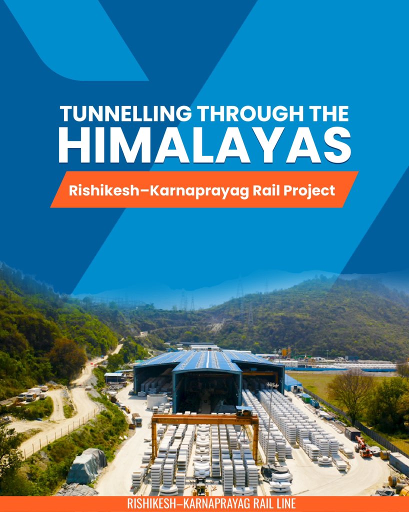 RailMinIndia's tweet photo. The Rishikesh–Karnaprayag Rail Project will transform rail connectivity in Devbhoomi Uttarakhand, bringing the region’s spiritual destinations closer and boosting tourism. 
#RishikeshKarnaprayagRail https://t.co/0DRod3ybNR