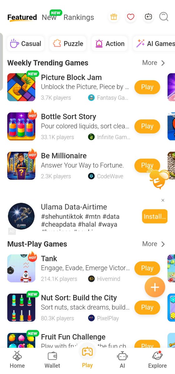 Bee_NetworkNG's tweet photo. Have you explored the Bee Network play center as the Bee Network's July to August dev diary highlighted lucky chest rewards which include Bee honey, KYC eligibility, a bee premium trial and mining boost. Open the app to check current features and event rules. https://t.co/9BjIpPqRtz